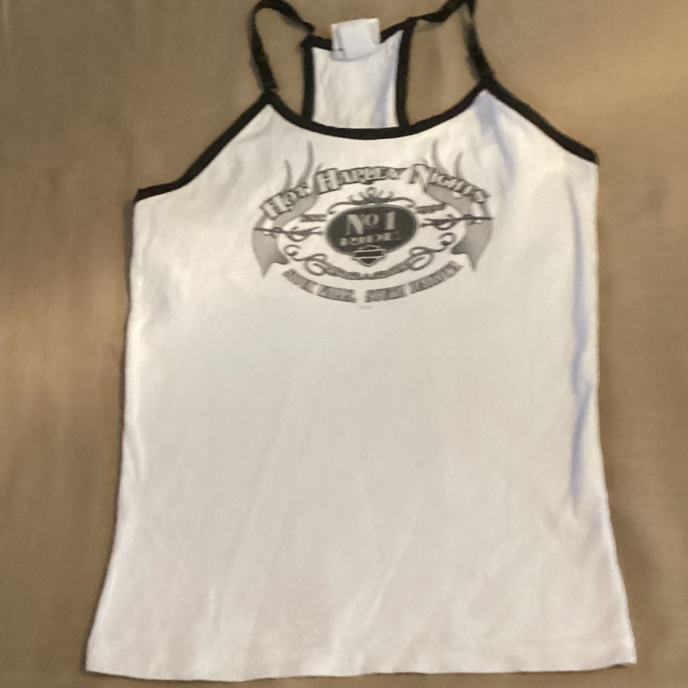 Harley-Davidson White and Black strappy tank top